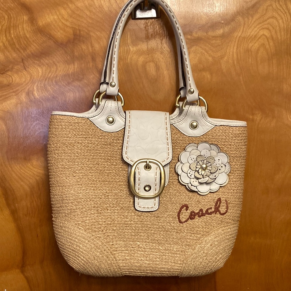Coach Tan and Cream Shoulder Bag
